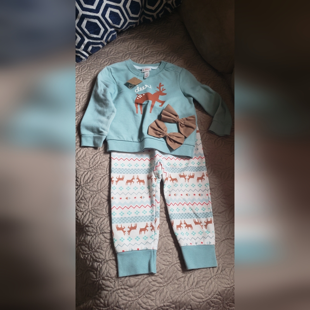Cat & Jack Teal and Brown Deer Matching Set‎